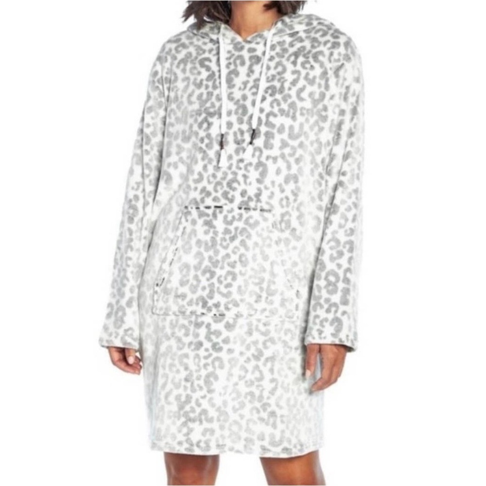Wildfox Cozy Soft Snow Leopard Hooded Sweatshirt